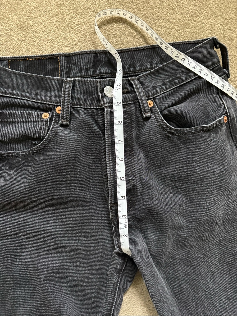 Levi’s 501 Original Straight Jeans Black Wash Button Fly Vintage Fade - Picture 9 of 12